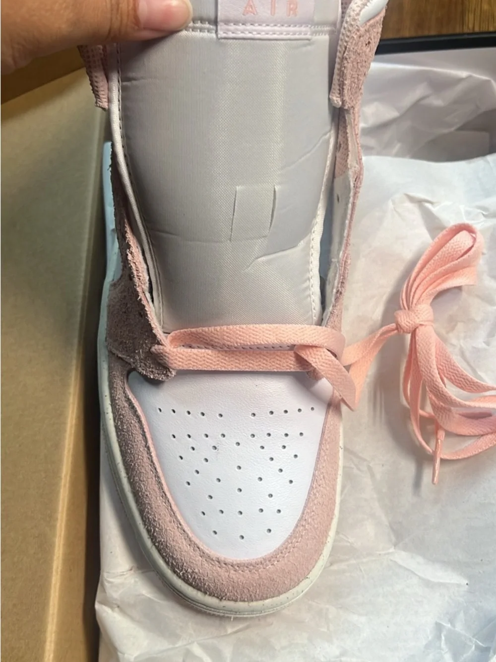 Nike Women's High-Top Sneakers in Pink and White